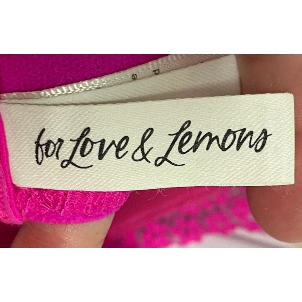 For Love&Lemons Women Hot Pink Lace Mini Dress Lingerie Victoria Secret M-EUC